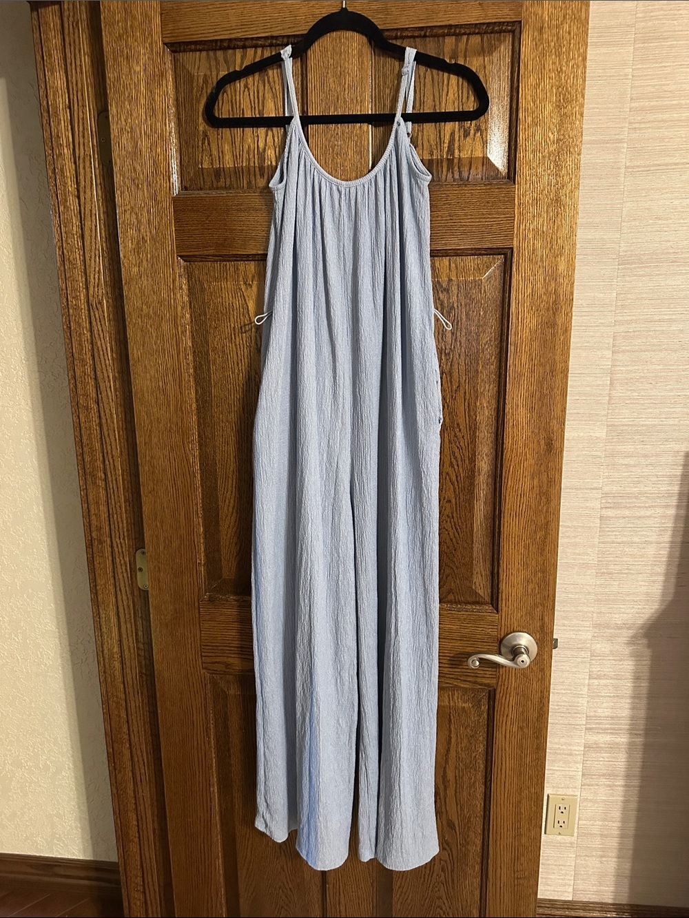 H&M Light Blue Spaghetti Strap Jumpsuit